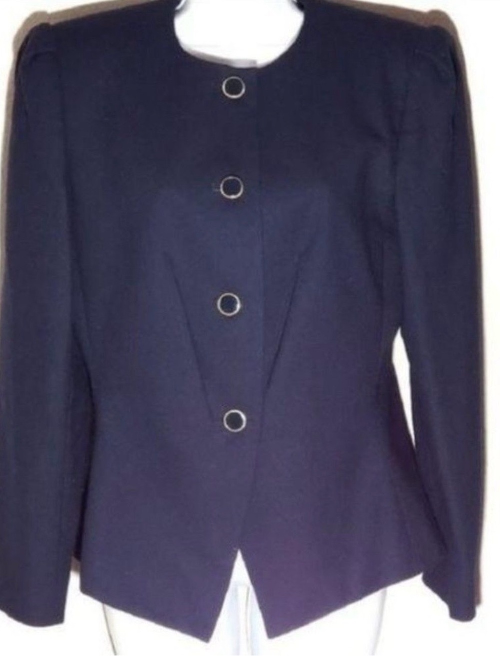 Kasper Wool Button Up Cinch Waist Blazer Navy Size Medium (6/8) - Picture 4 of 10